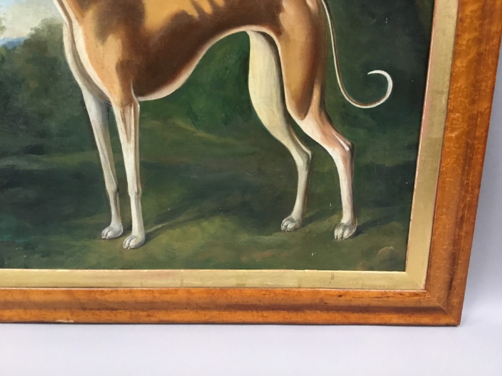 C19th primitive oil painting of a greyhound View V