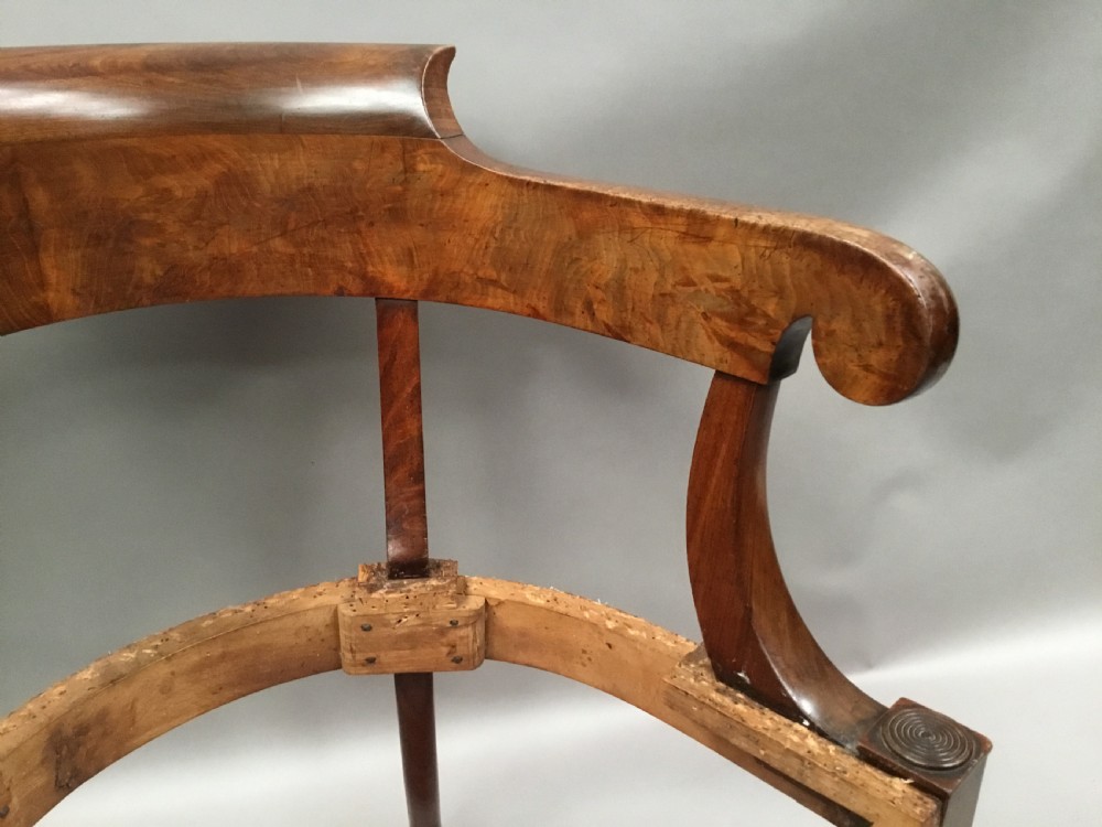 Regency figured mahogany desk chair with horseshoe shaped back View VI