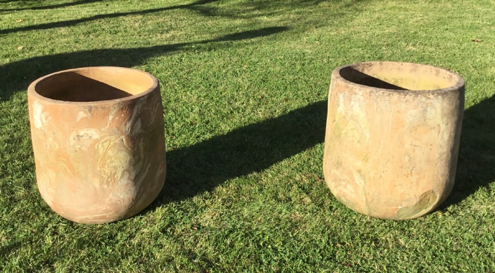 Mid C20th pair large terracotta pots / garden urns View VI