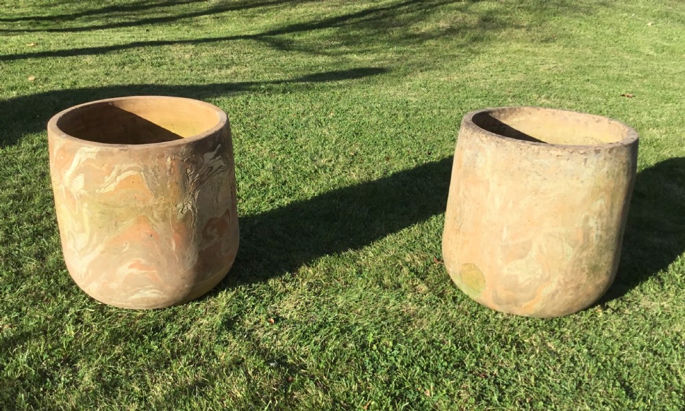 Mid C20th pair large terracotta pots / garden urns View VII