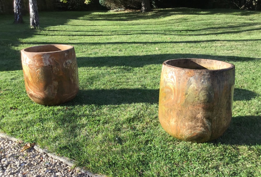 Mid C20th pair large terracotta pots / garden urns View XII