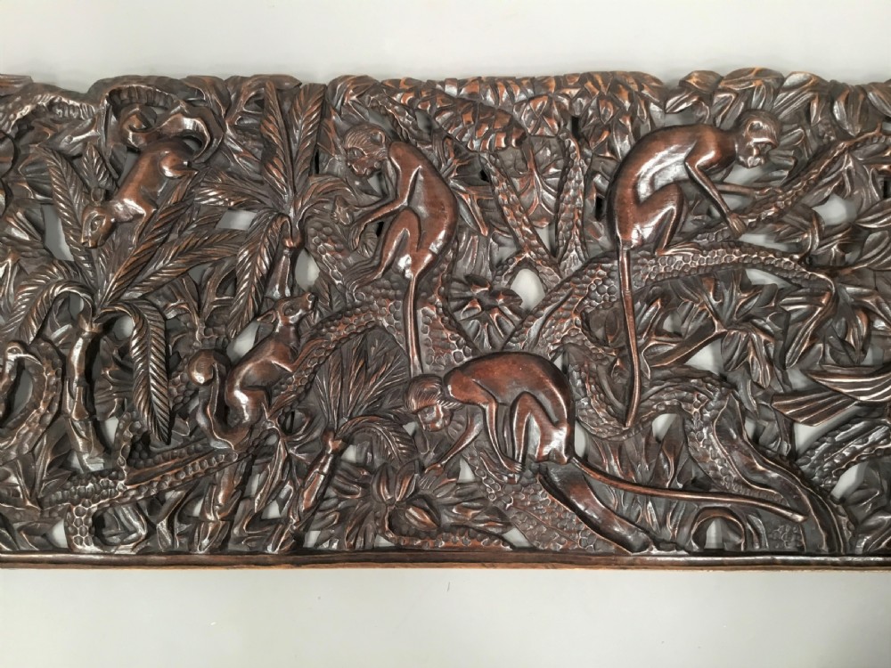 C19th large carved panel of animals View II