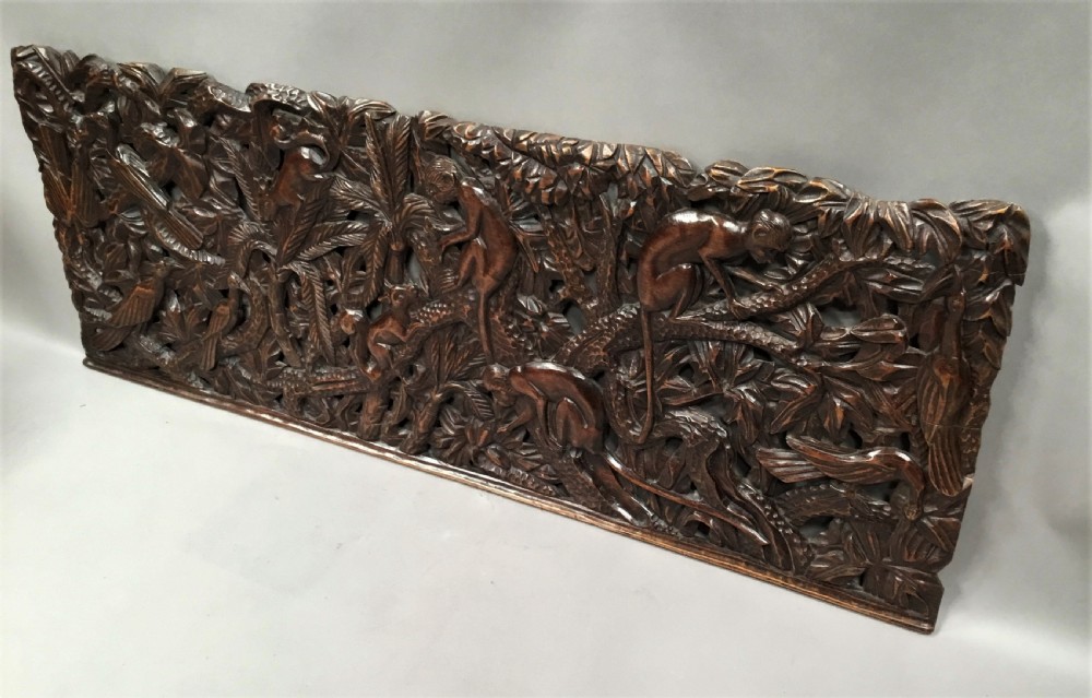 C19th large carved panel of animals View III