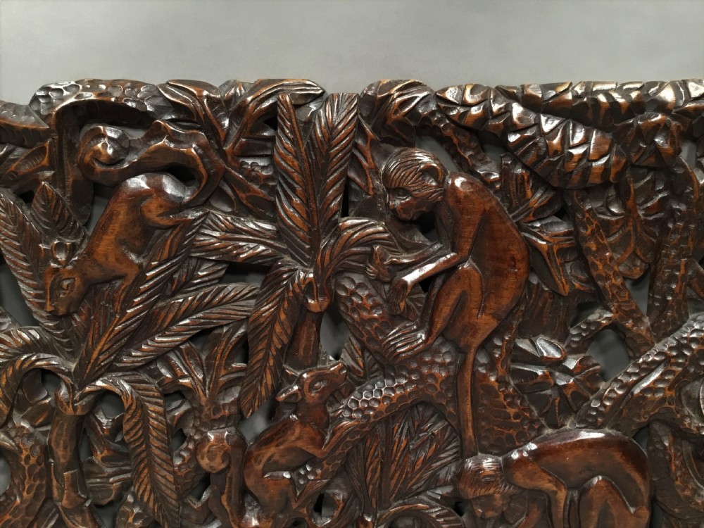 C19th large carved panel of animals View IV