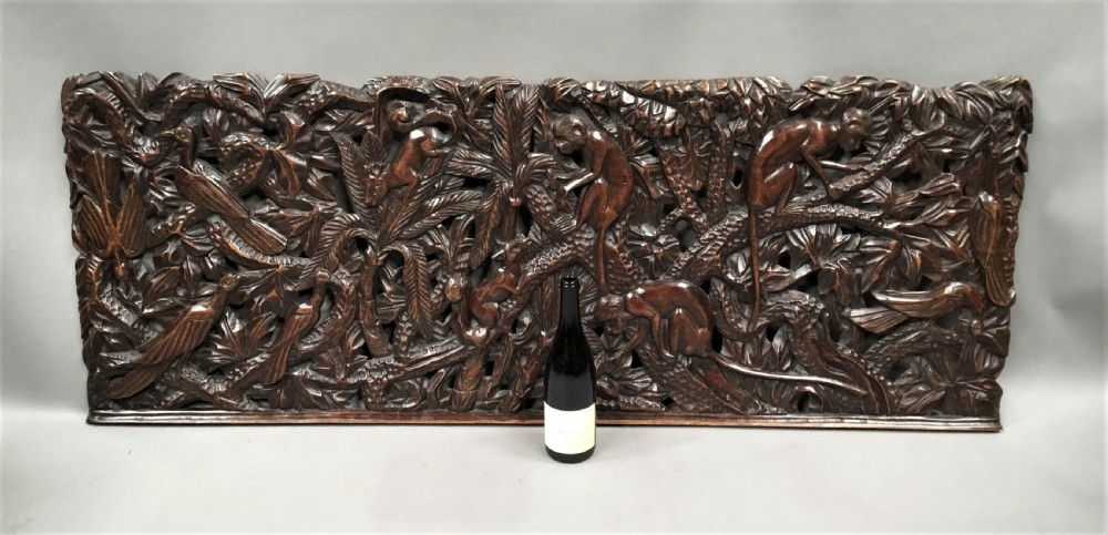 C19th large carved panel of animals View V