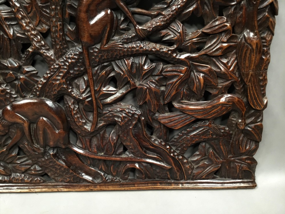 C19th large carved panel of animals View VI