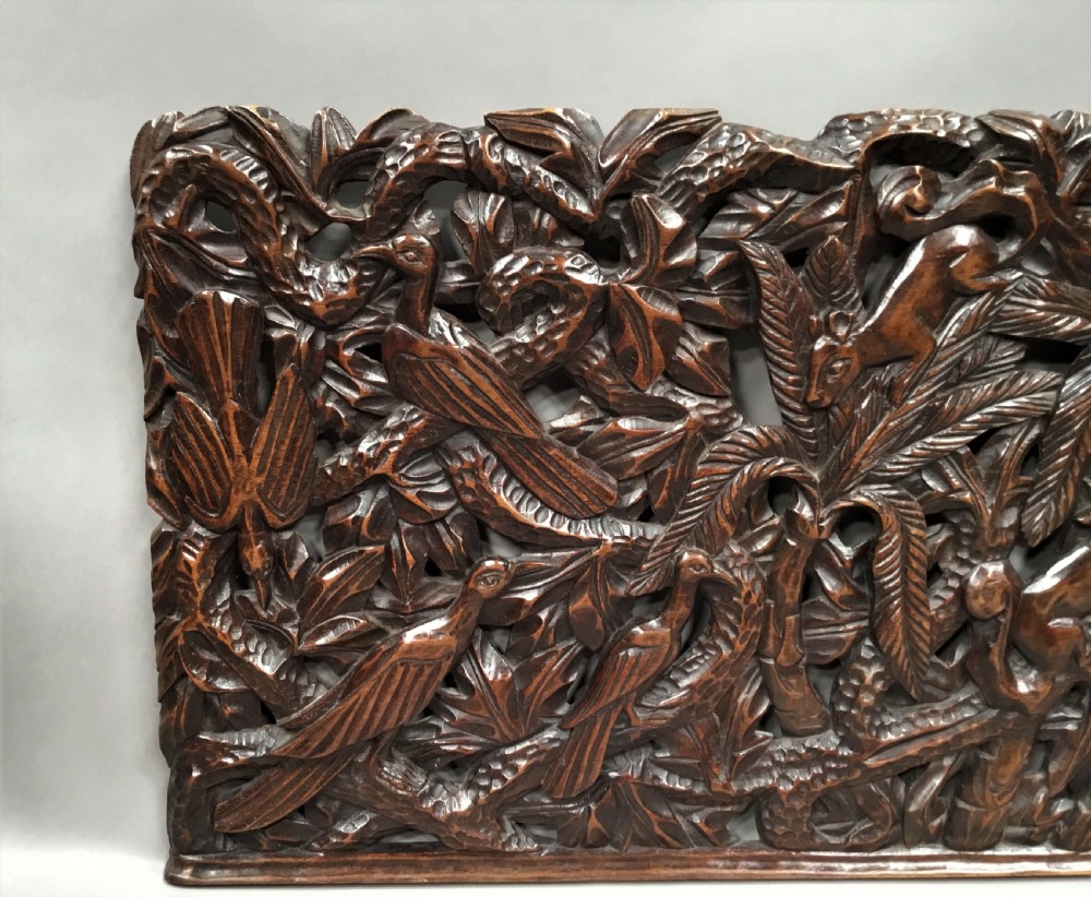 C19th large carved panel of animals View IX