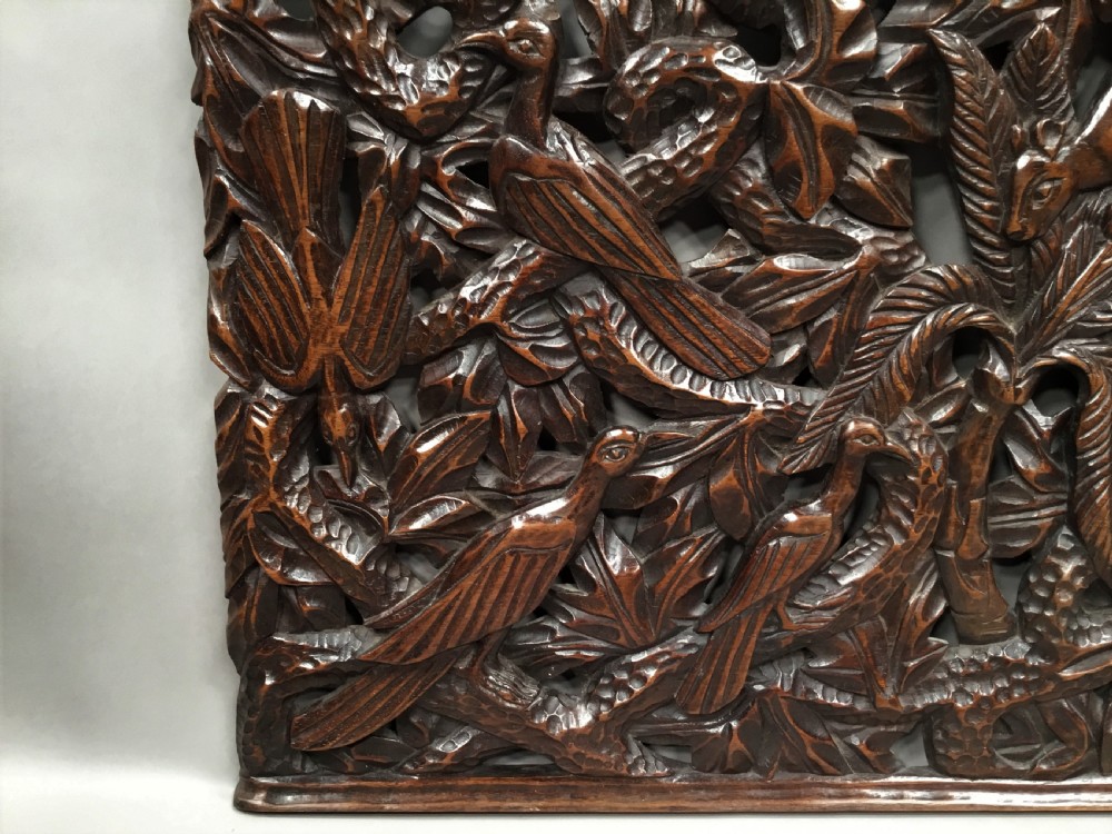 C19th large carved panel of animals View X