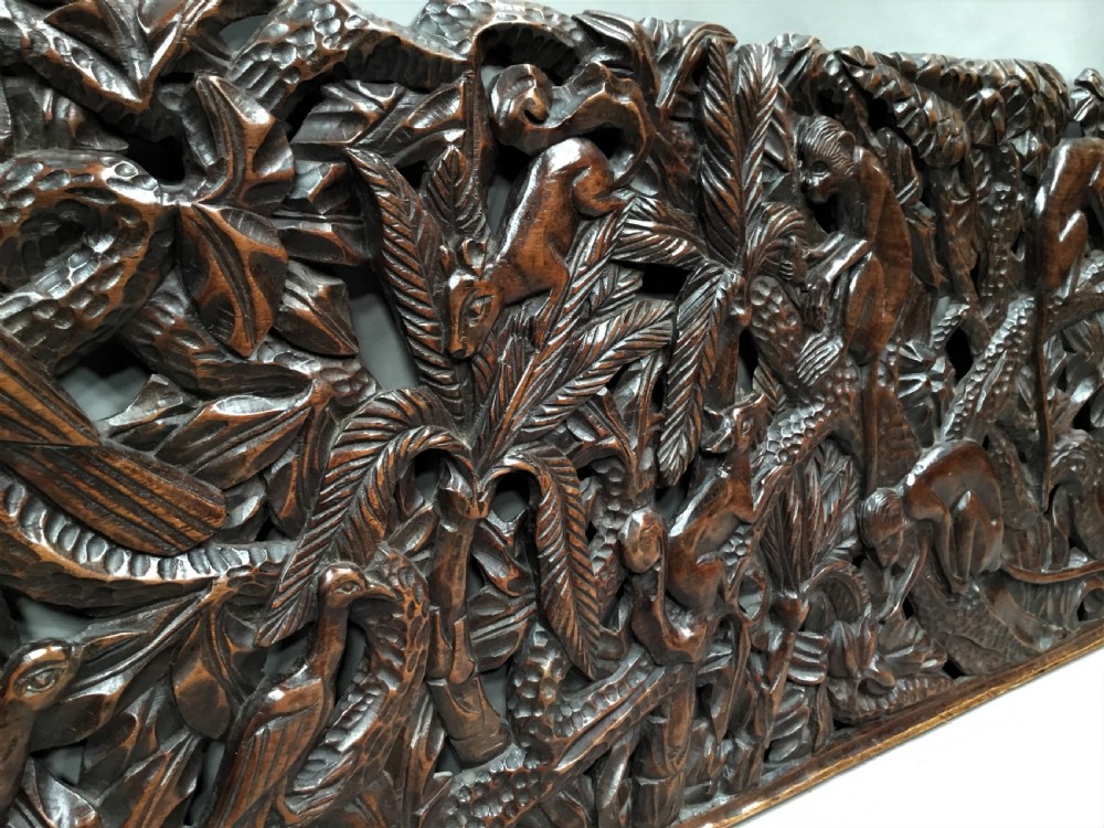 C19th large carved panel of animals View XI