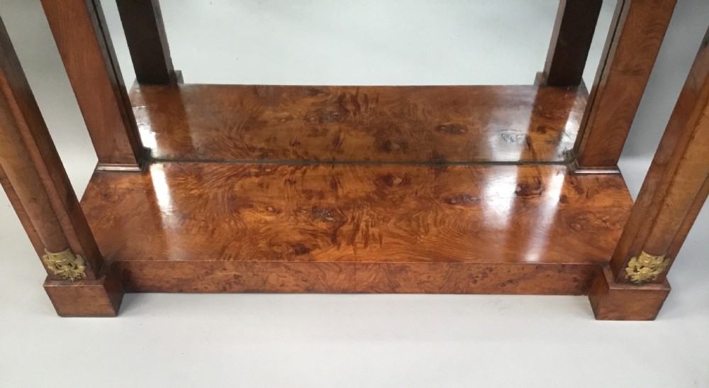 C19th Empire burr elm console table; in the neoclassical manner View VII