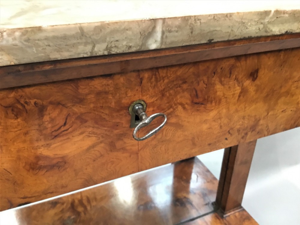 C19th Empire burr elm console table; in the neoclassical manner View IX