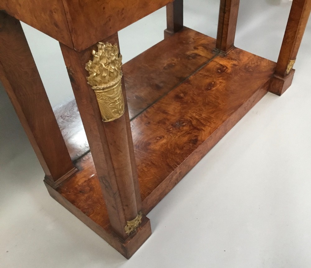 C19th Empire burr elm console table; in the neoclassical manner View XI