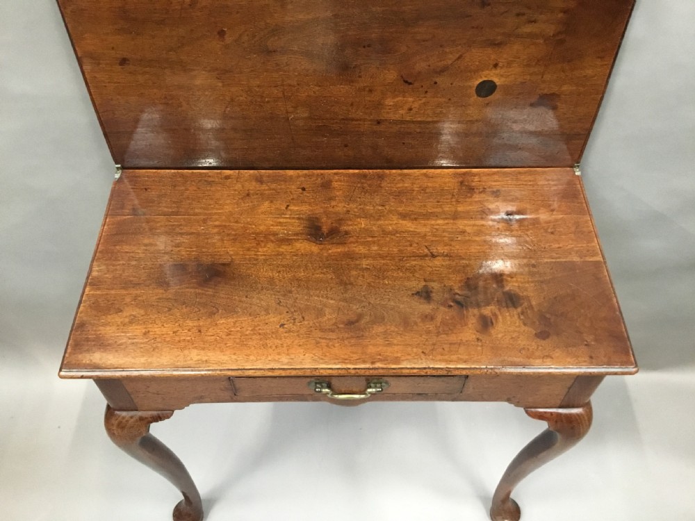 George II walnut foldover top tea table View IV