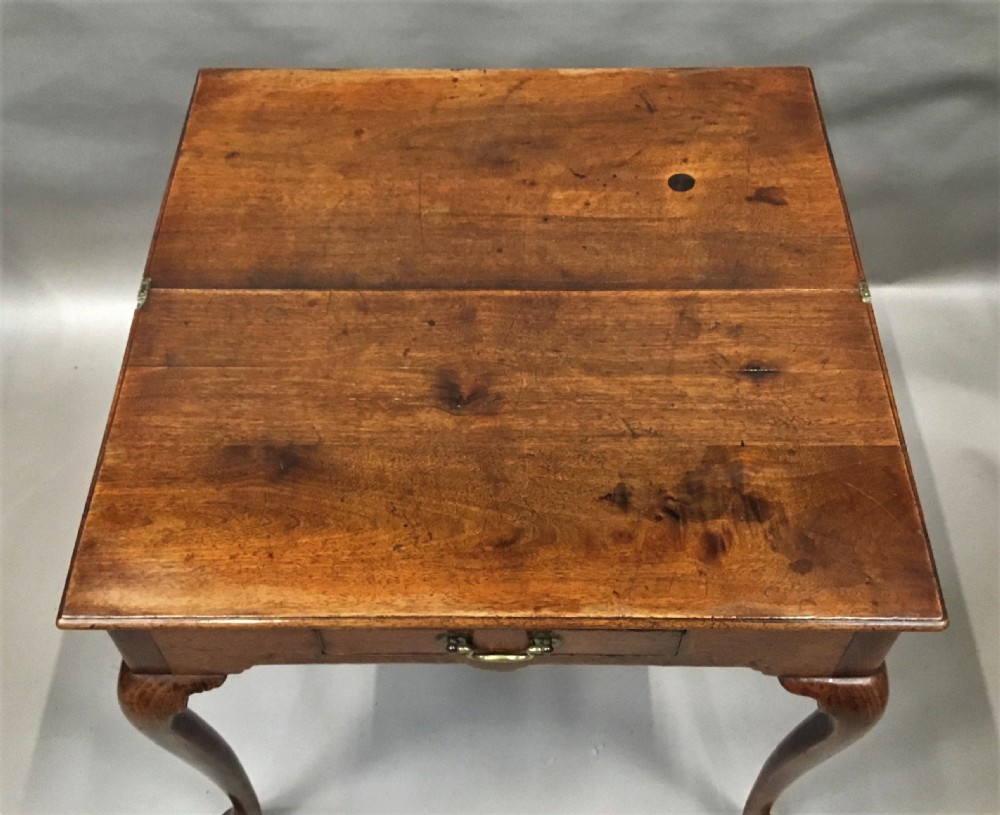 George II walnut foldover top tea table View VI