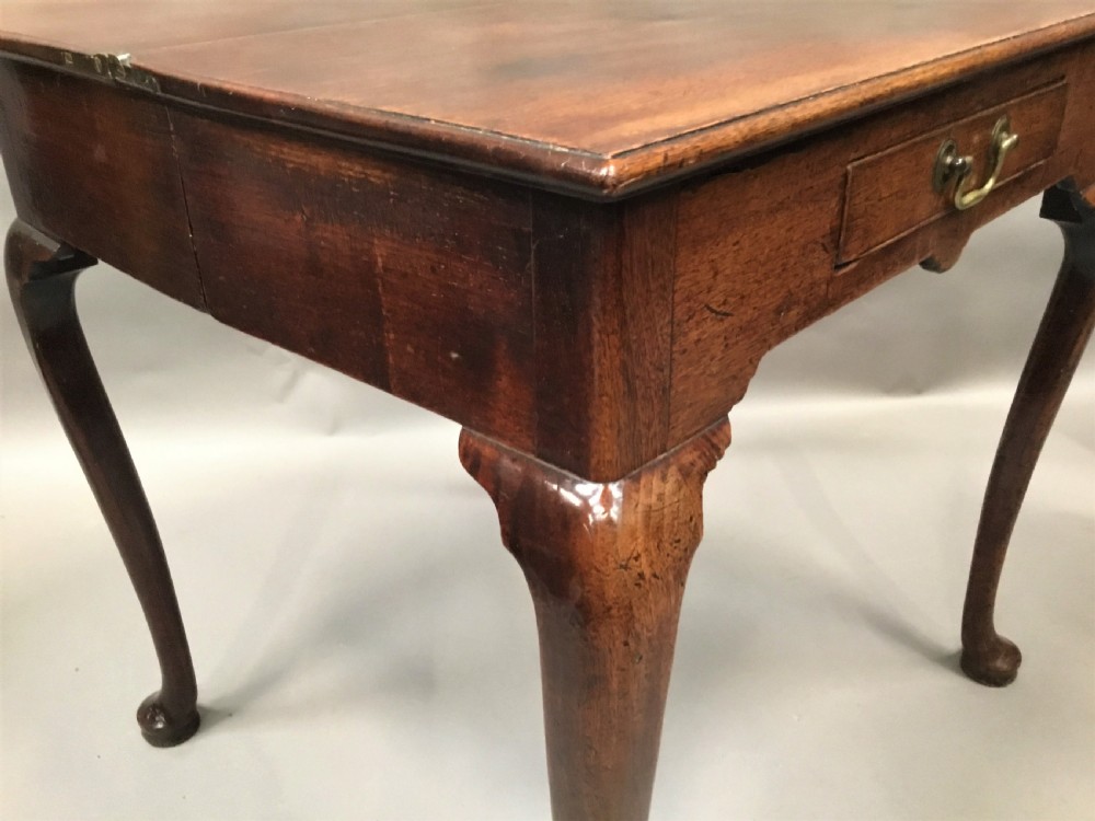 George II walnut foldover top tea table View IX