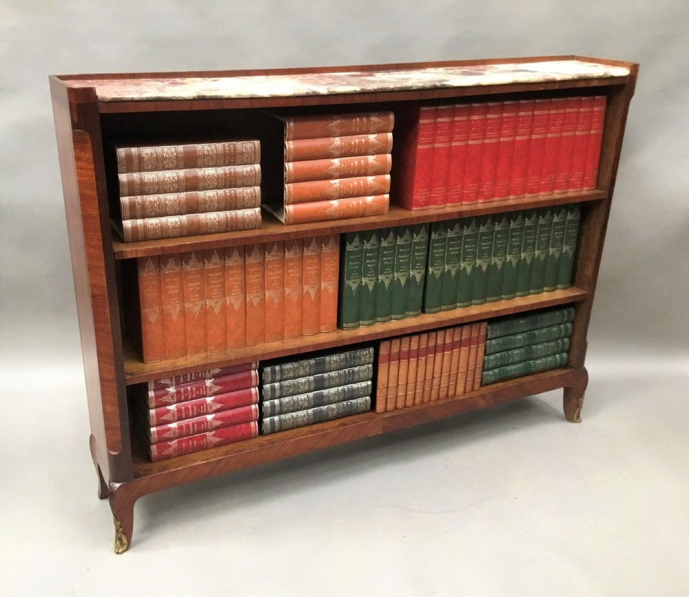 C19th Louis XV style kingwood and tulip wood open bookcase View V
