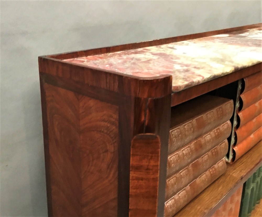 C19th Louis XV style kingwood and tulip wood open bookcase View XIII