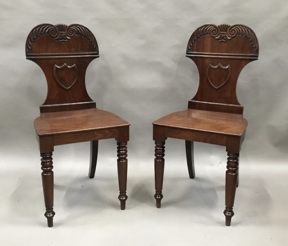 Regency pair of mahogany hall chairs View IV
