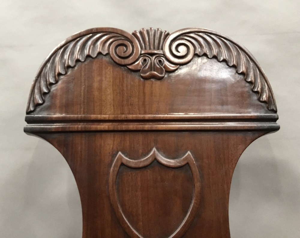 Regency pair of mahogany hall chairs View VIII