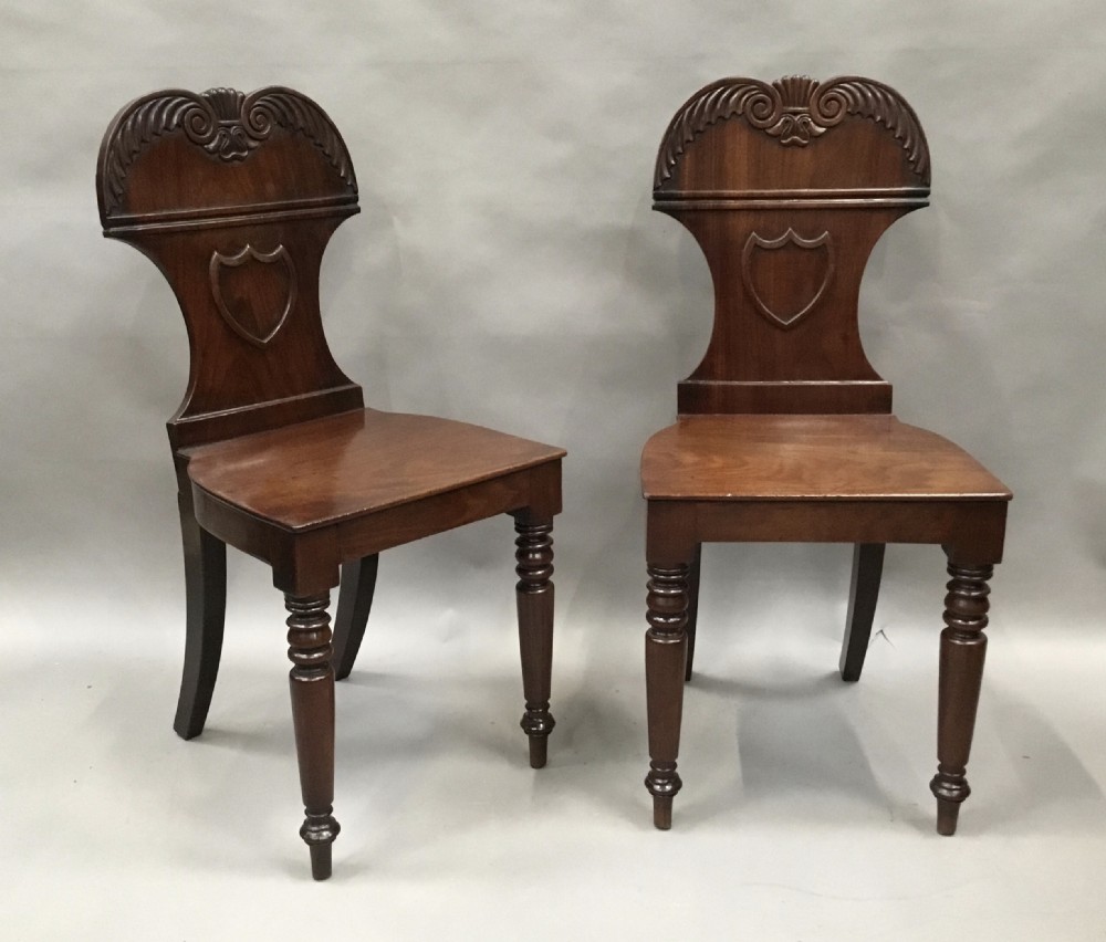 Regency pair of mahogany hall chairs View XIX