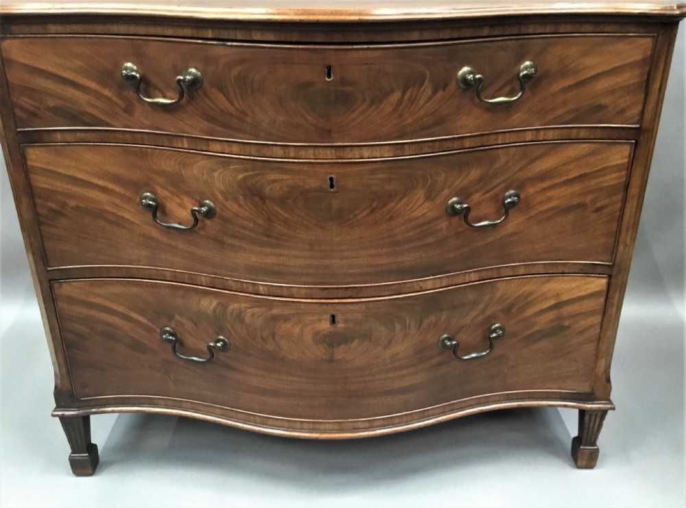 George III Hepplewhite mahogany serpentine dressing chest of drawers View XVIII