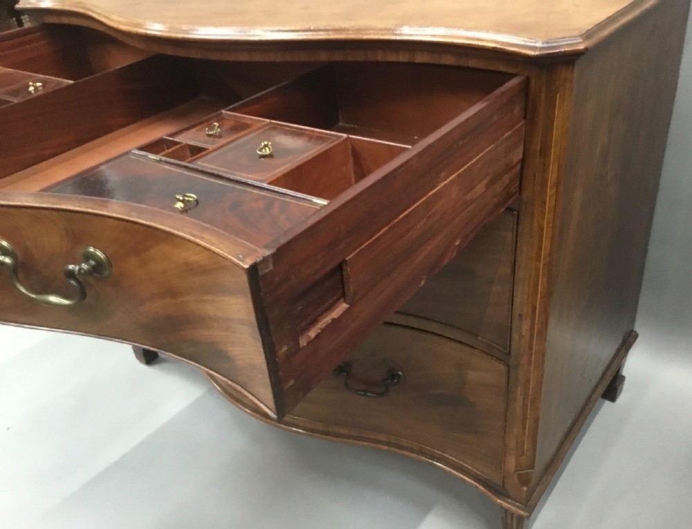 George III Hepplewhite mahogany serpentine dressing chest of drawers View XX