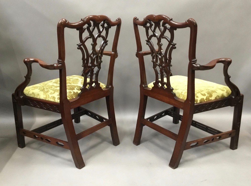 C19th pair of carved mahogany open armchairs in the Chippendale manner View IX