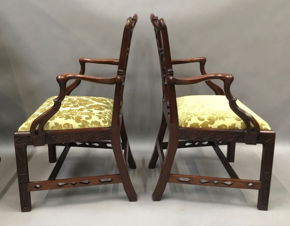 C19th pair of carved mahogany open armchairs in the Chippendale manner View X