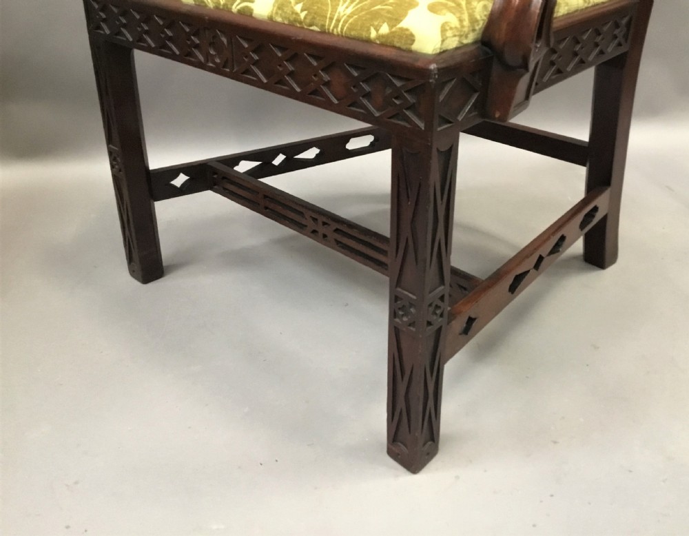C19th pair of carved mahogany open armchairs in the Chippendale manner View XVII