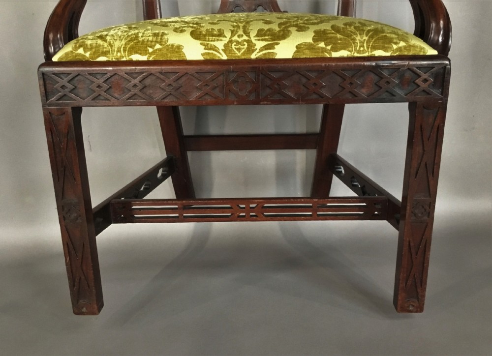 C19th pair of carved mahogany open armchairs in the Chippendale manner View XVIII