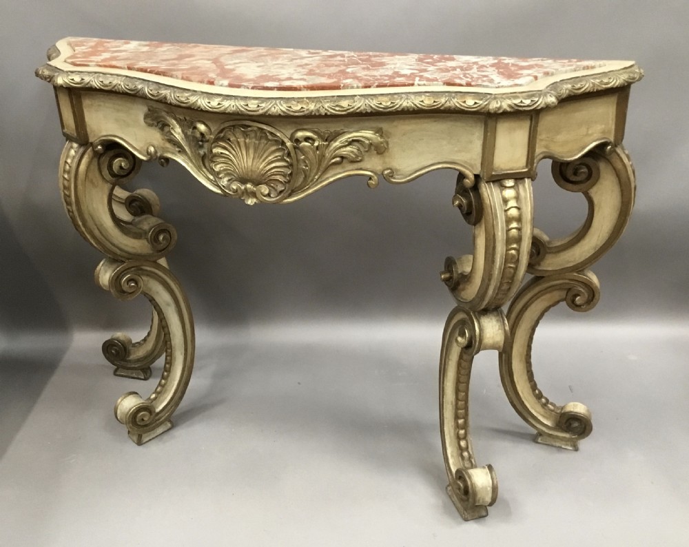 C19th Rococo cream and gilt decorated console table View IV
