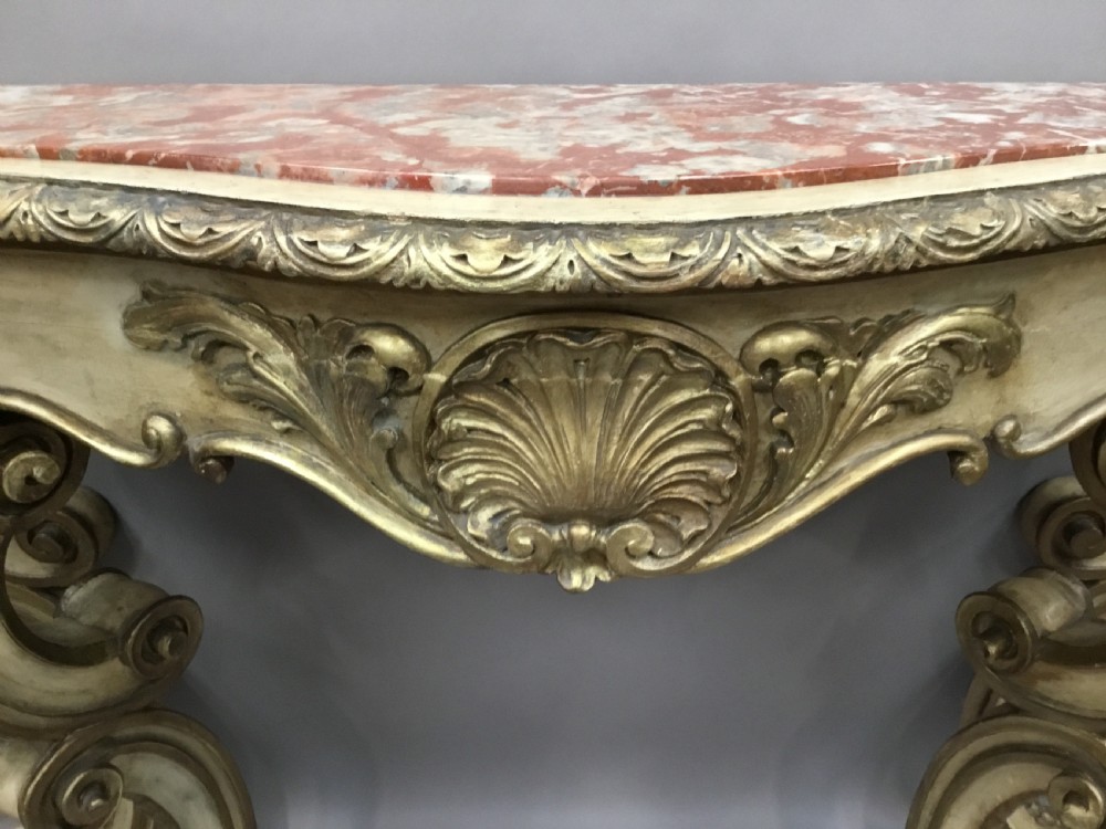 C19th Rococo cream and gilt decorated console table View VI
