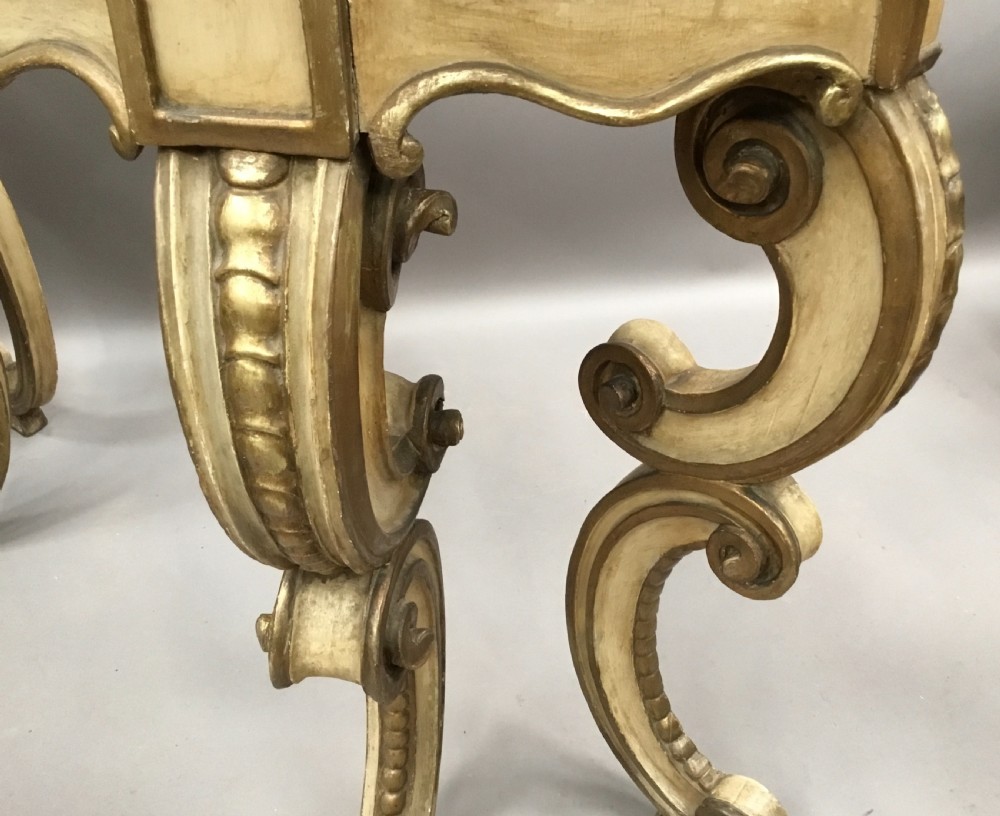 C19th Rococo cream and gilt decorated console table View XIV