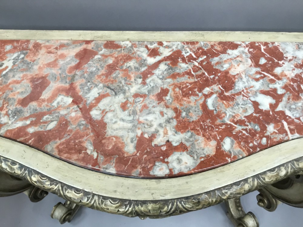 C19th Rococo cream and gilt decorated console table View XVII