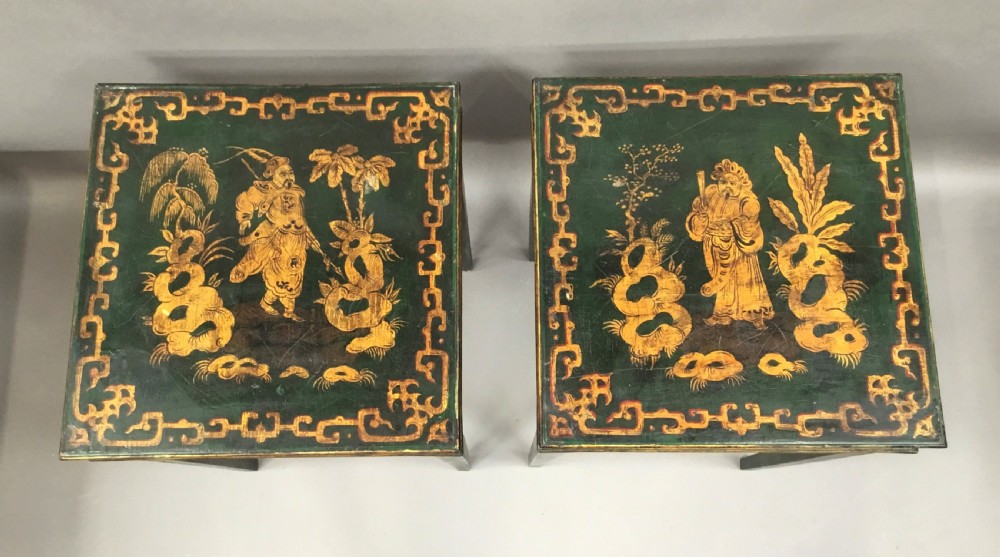C19th pair of Chinoiserie painted occasional tables View II