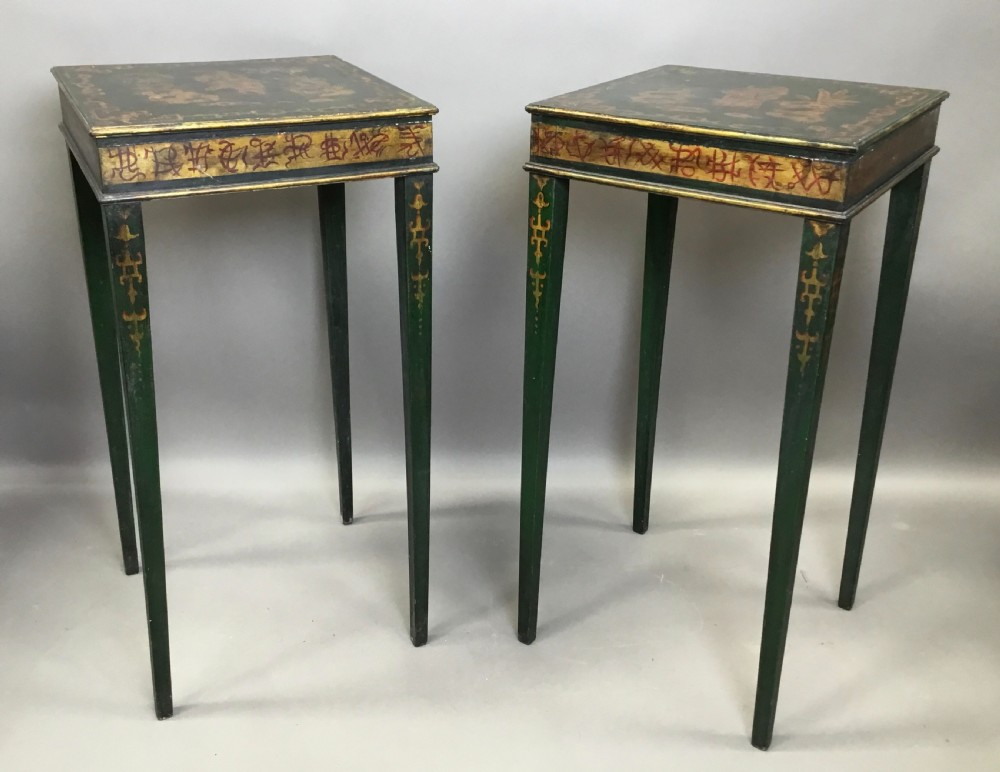 C19th pair of Chinoiserie painted occasional tables View VI
