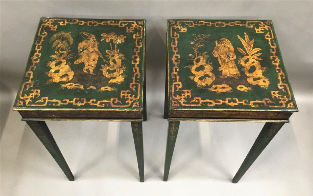 C19th pair of Chinoiserie painted occasional tables View VIII