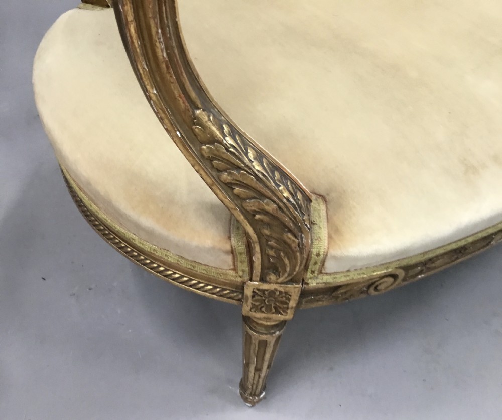C19th carved giltwood Louis XVI style settee View V