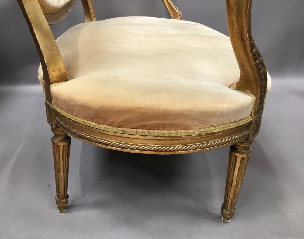 C19th carved giltwood Louis XVI style settee View VII