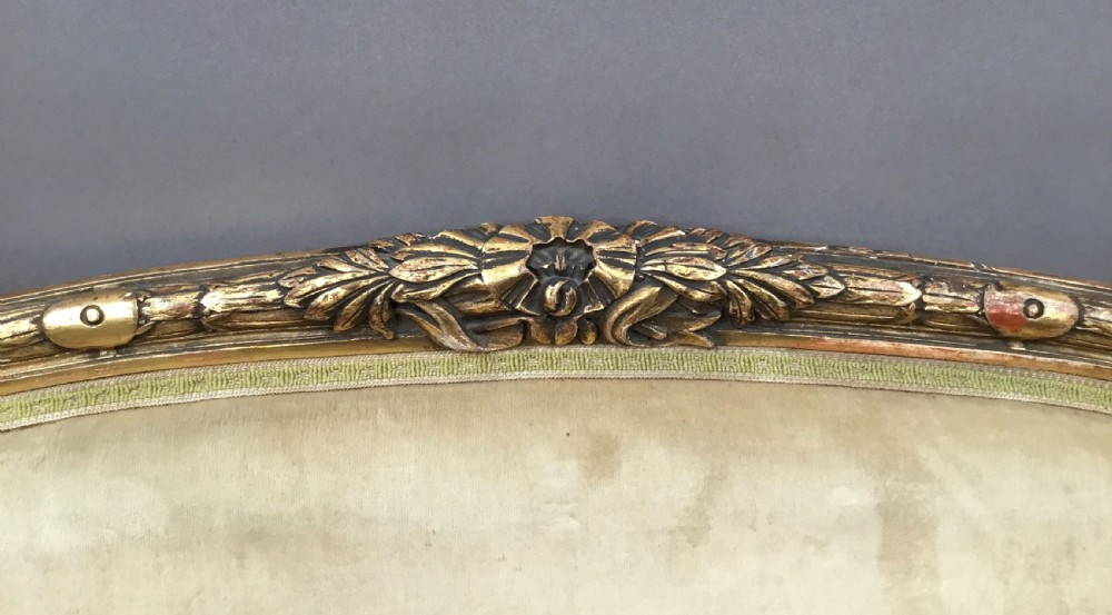 C19th carved giltwood Louis XVI style settee View X