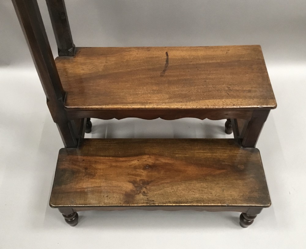 C19th walnut set of library steps of unusual form View XVI