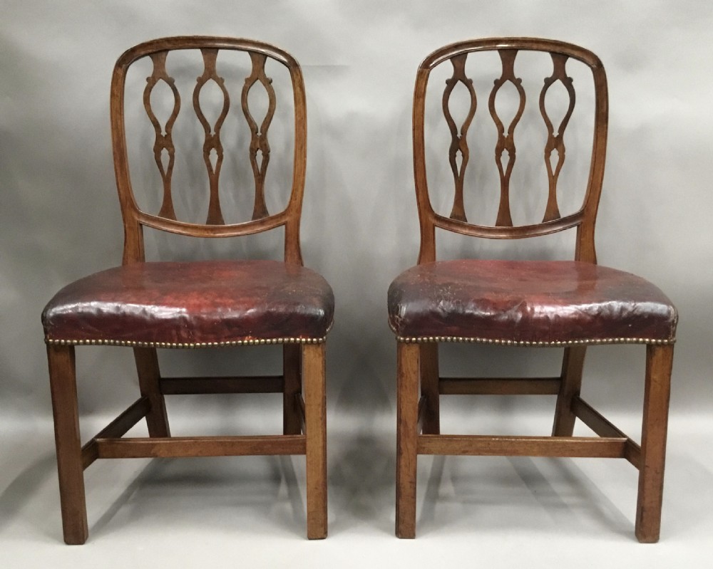George III pair of mahogany and leather side chairs View III