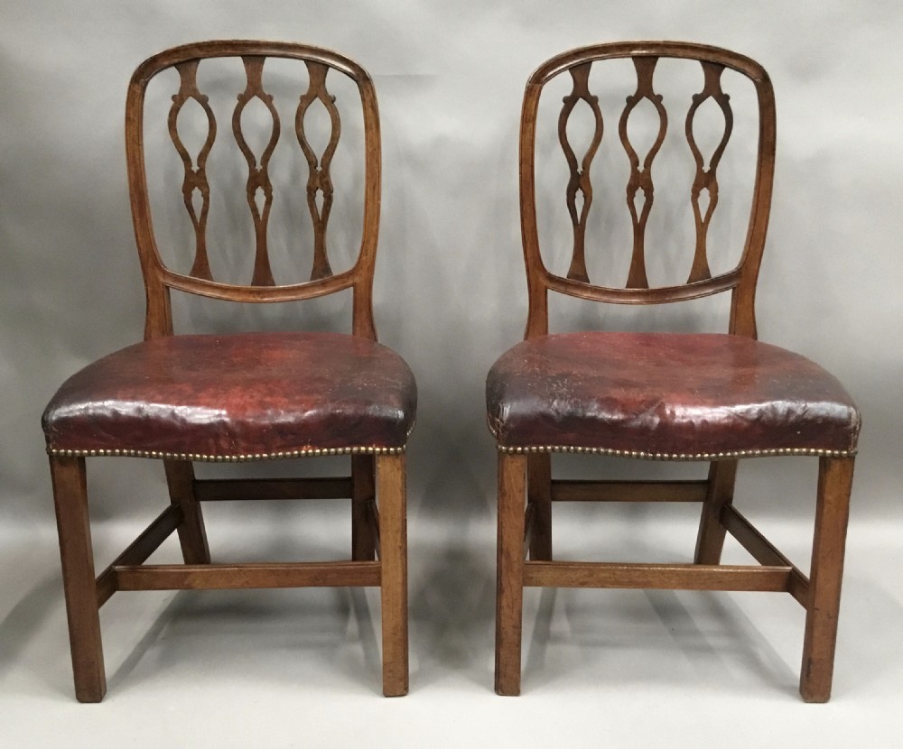 George III pair of mahogany and leather side chairs View IV