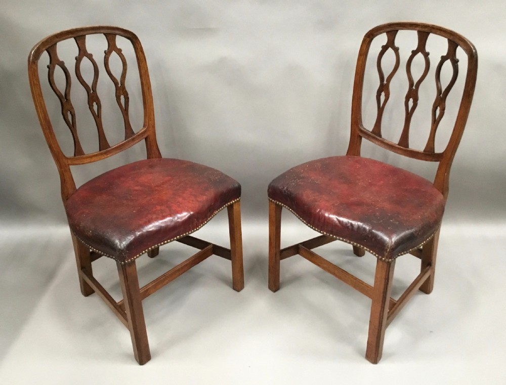 George III pair of mahogany and leather side chairs View VI
