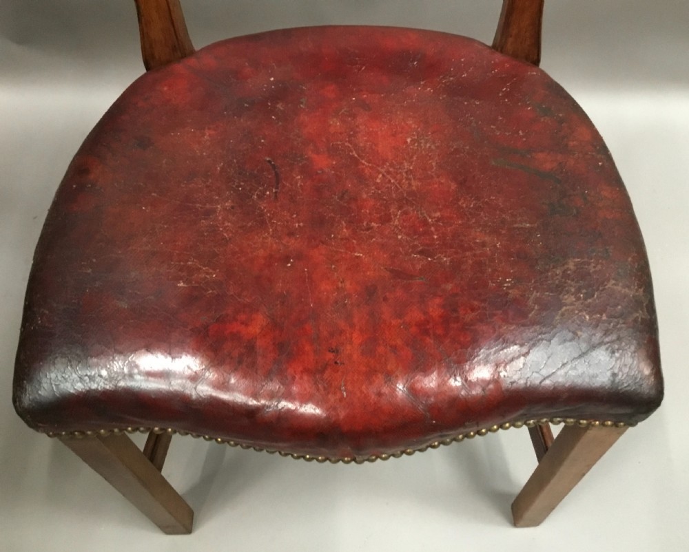 George III pair of mahogany and leather side chairs View VII