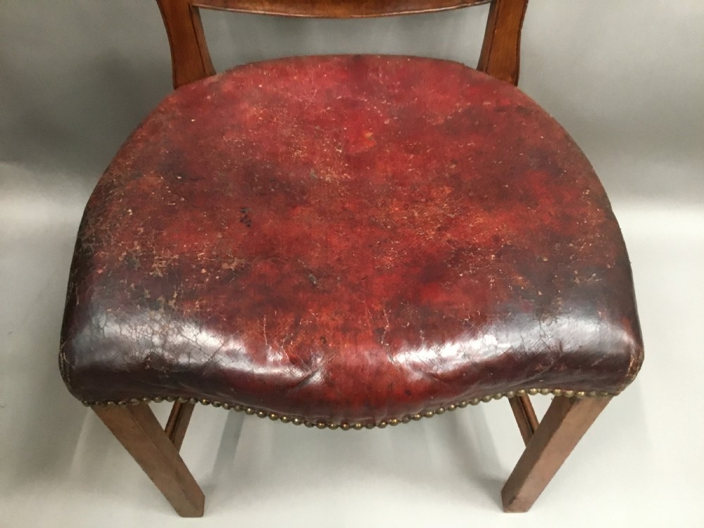George III pair of mahogany and leather side chairs View VIII
