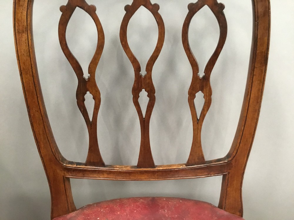 George III pair of mahogany and leather side chairs View XV