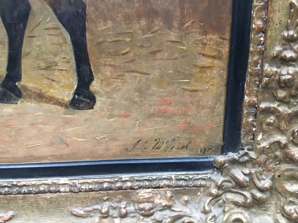 Large C19th oil painting of a horse and terrier by John McLeod View IV
