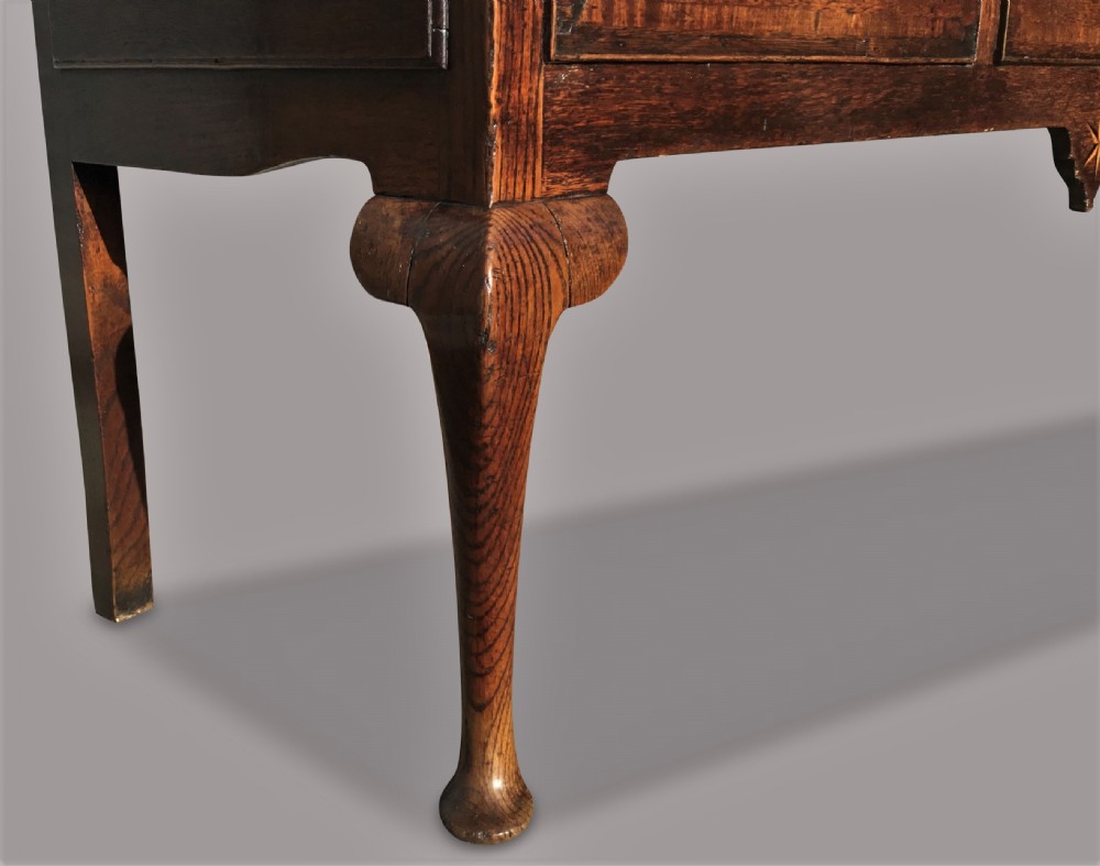 Georgian oak cabriole leg dresser base; very original condition View III