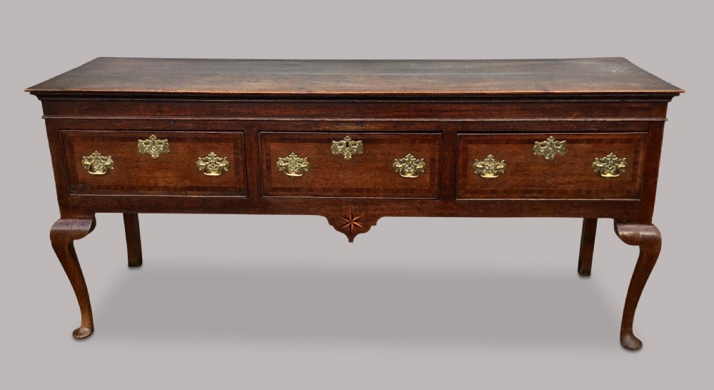 Georgian oak cabriole leg dresser base; very original condition View VI